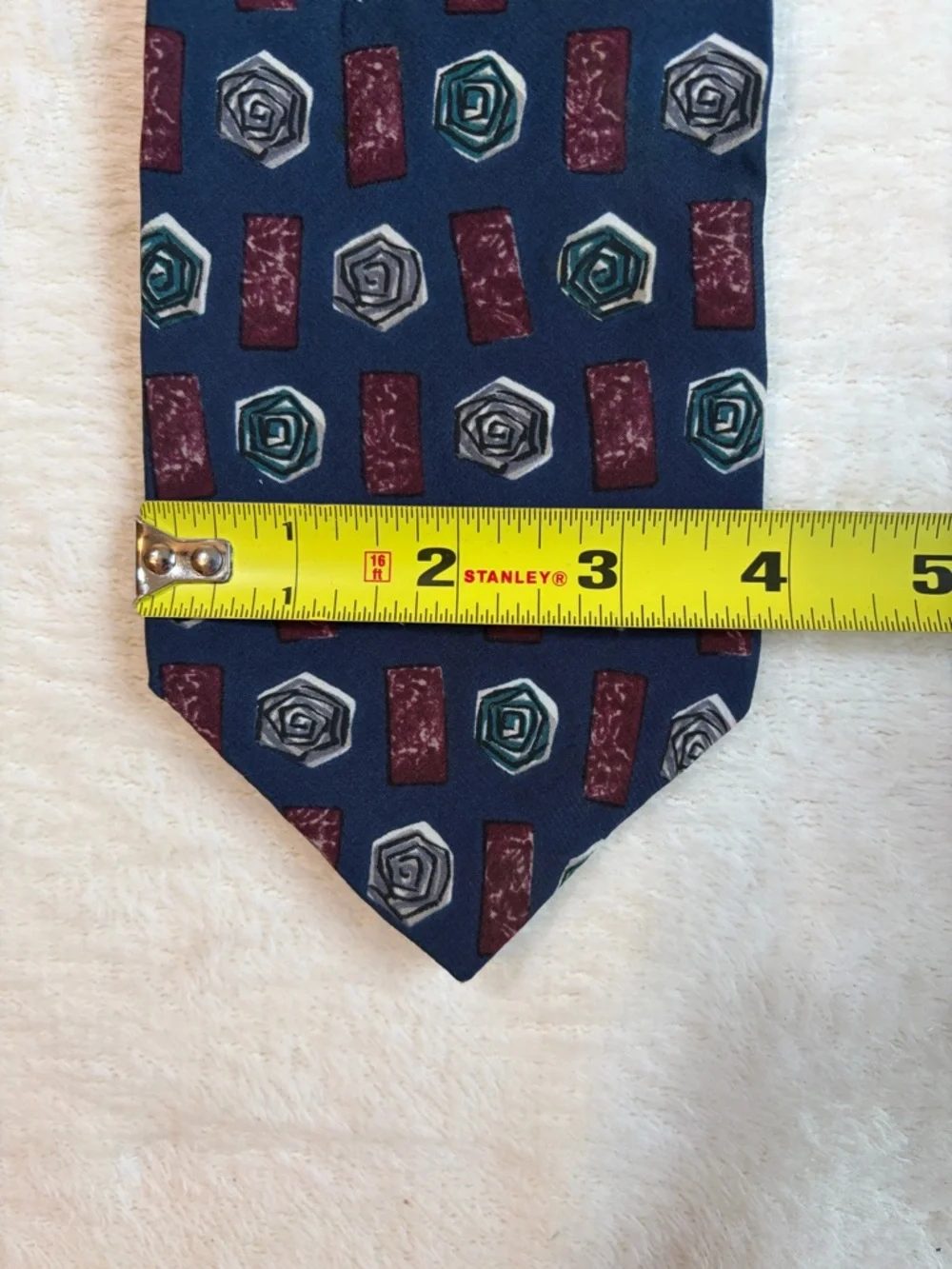 Don Loper Men's Geometric Blue Burgundy Gray Green Silk‎ Woven Designer Tie